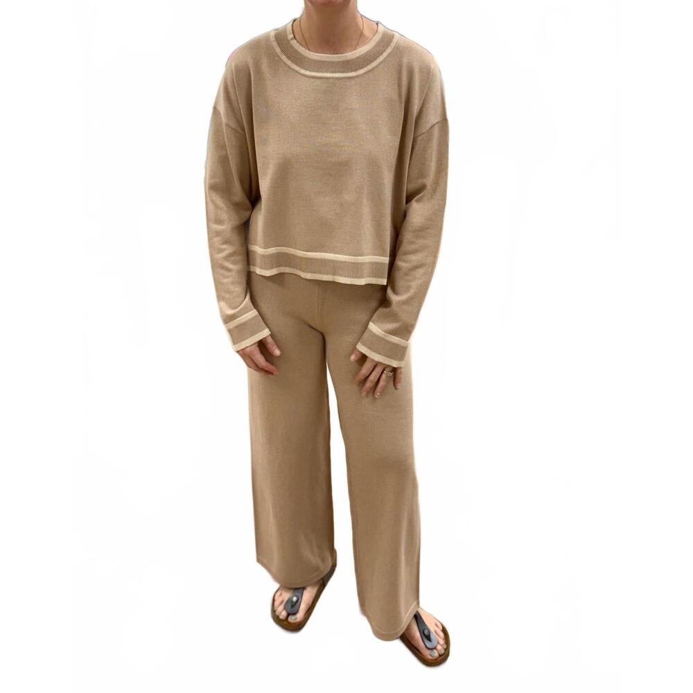 NEW M MADE IN ITALY crewneck shimmer sweater in gold